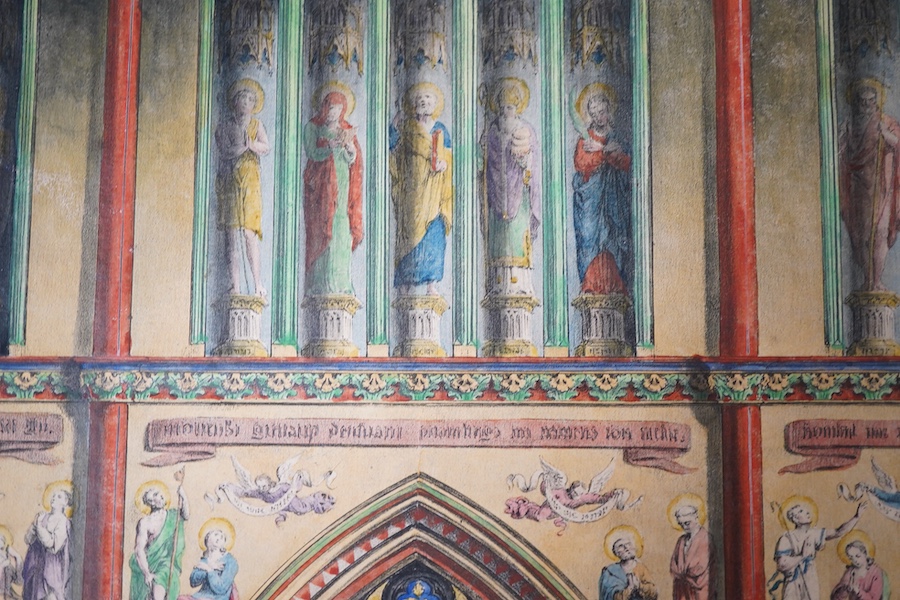 19th century School, Stained glass window, unsigned, watercolour on paper, 34 x 18cm, unframed